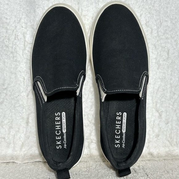 Skechers Womens Black Poppy 2.0 Canvas Casual Slip On Sneakers Shoes SZ 9.5 - Picture 5 of 11